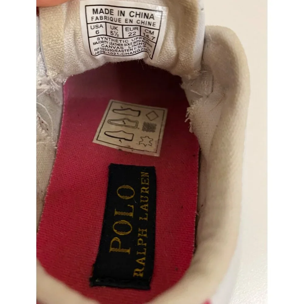 Polo Ralph Lauren Sneakers‎ Toddler 6 Pink/White Easten II EZ Slip-On Shoes